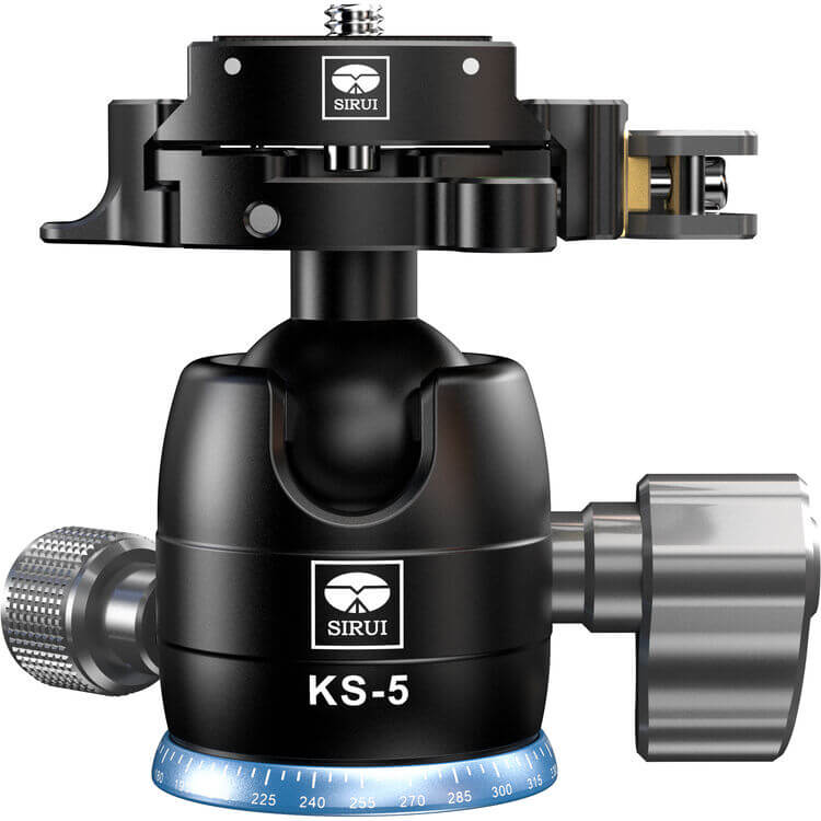 SIRUI KS Series Quick Release Ball Head showcasing KS-5 model with quick release flip lock.