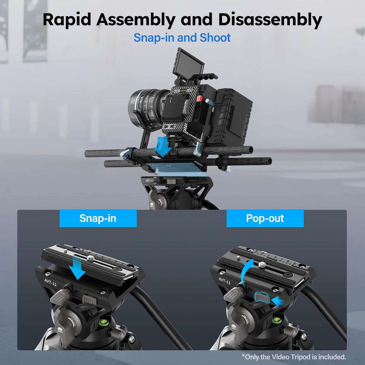 SIRUI Heavy Duty Video Tripod for Camera AVT-11 2