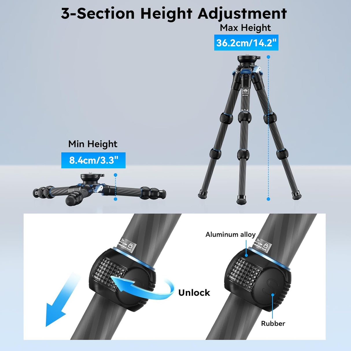 SIRUI Steel Series Tripods AM-223L Horizontally Adjustable Tripods
