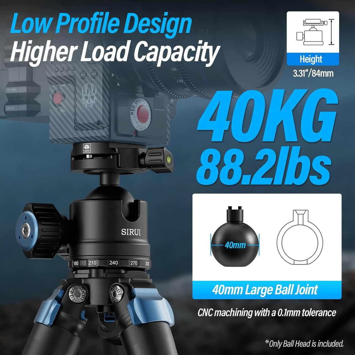 SIRUI AM-40 Low Profile Heavy Duty Ball Head 2