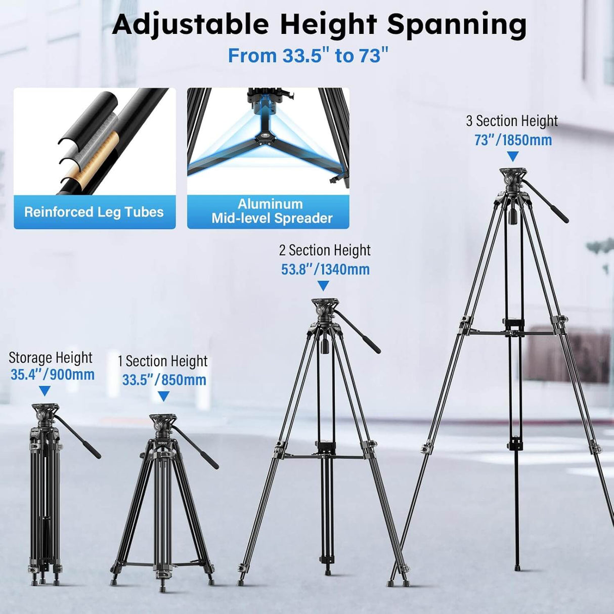 SIRUI Heavy Duty Video Tripod for Camera AVT-11 4