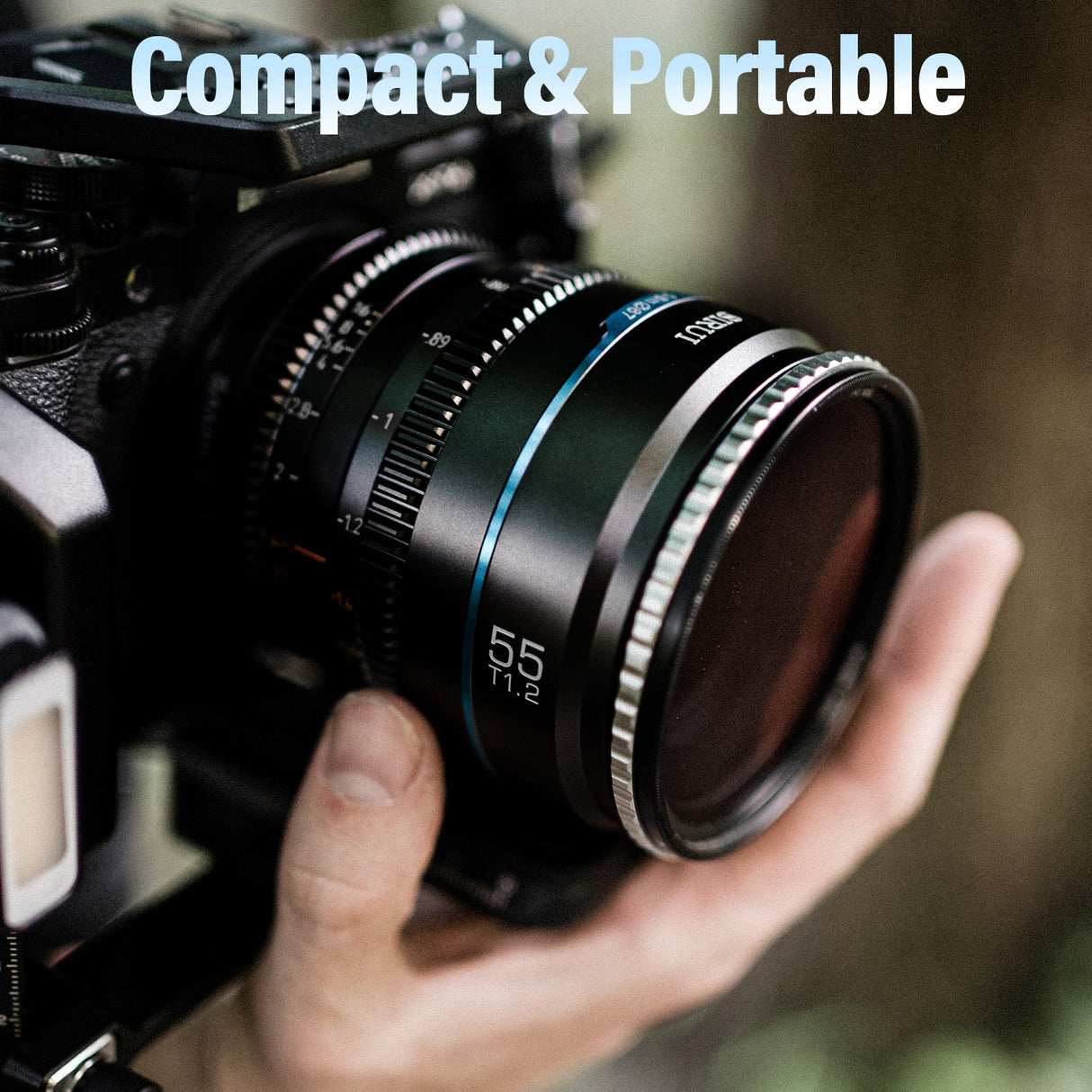 SIRUI Night Walker T1.2 S35 Frame Cine Lens Series with a compact and portable design in use.
