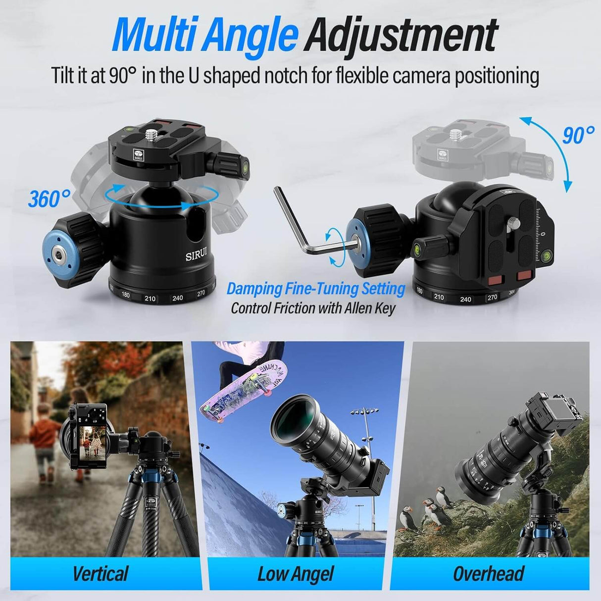 SIRUI AM-40 Low Profile Heavy Duty Ball Head 5