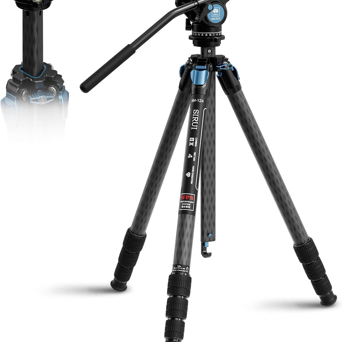 Aubaine : SIRUI AM-124 Carbon Fiber Tripod with AM-5VX Fluid Head chez SIRUI