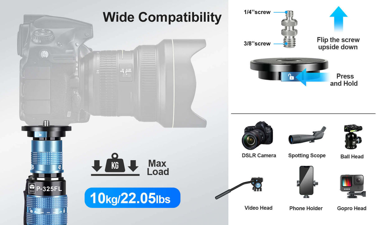 SIRUI P-325FL/FS 5 Section Carbon Fiber Monopod 9