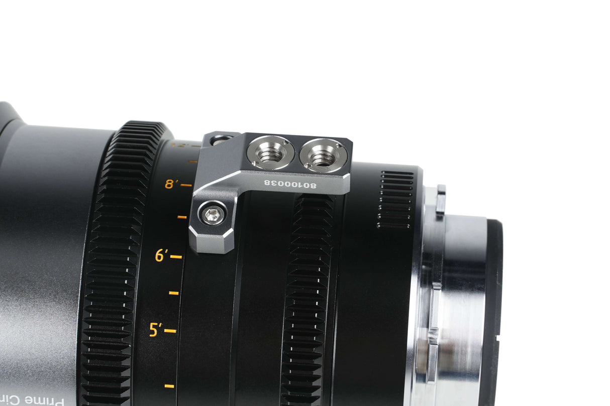 SIRUI 1.5x T1.9 IronStar Series Anamorphic Full Frame Cine Lens detail with metal support bracket