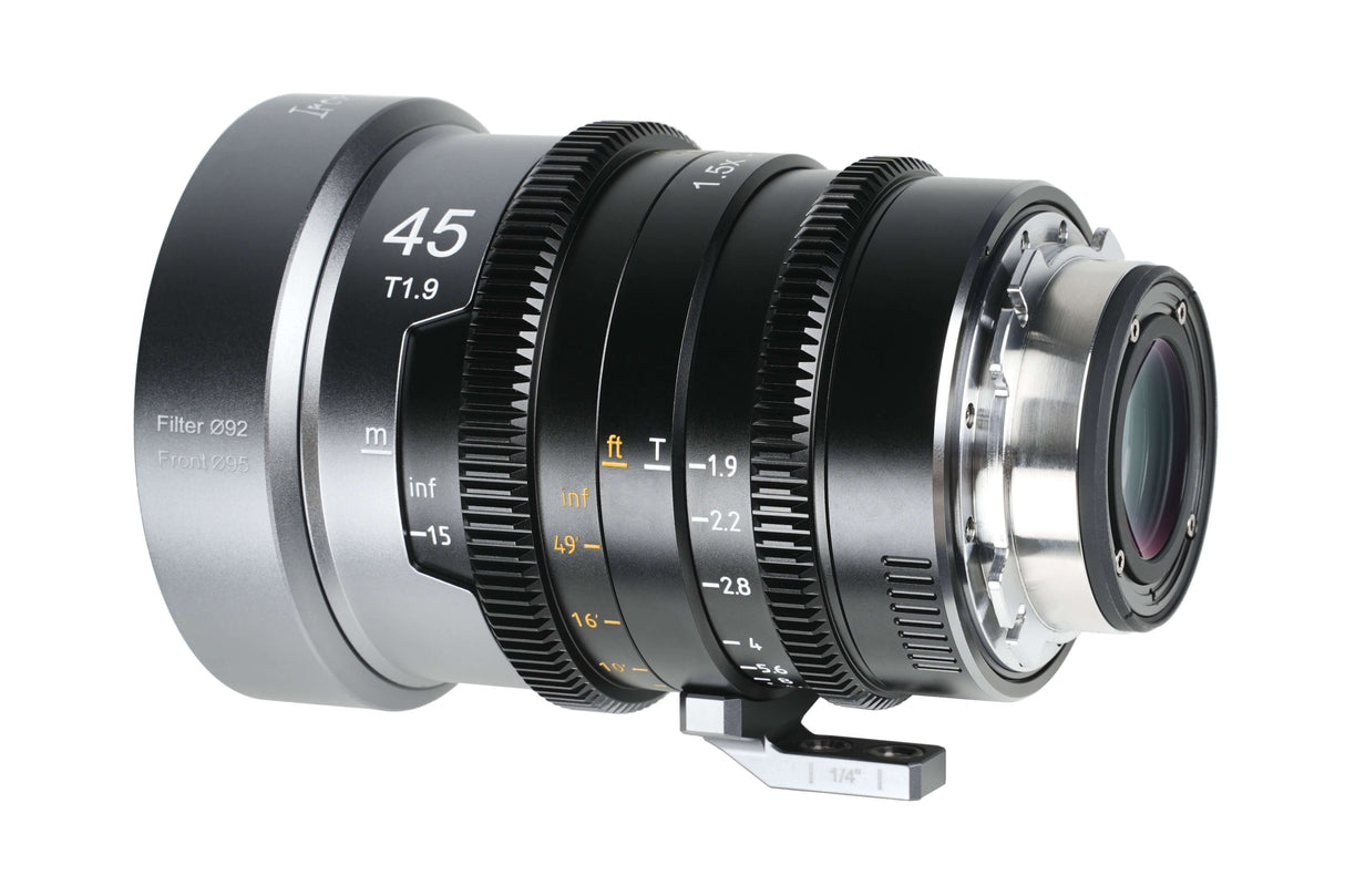 SIRUI 1.5x T1.9 IronStar Series Anamorphic Full Frame Cine Lens showcasing detailed design and features.