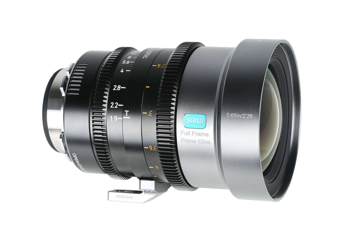 SIRUI 1.5x T1.9 IronStar Series Anamorphic Full Frame Cine Lens showcasing its design and features.