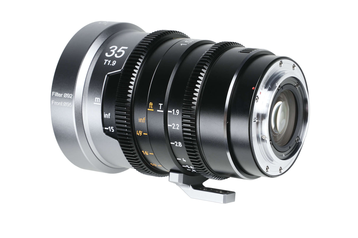SIRUI 1.5x T1.9 IronStar Series Anamorphic Full Frame Cine Lens shown from the side view.