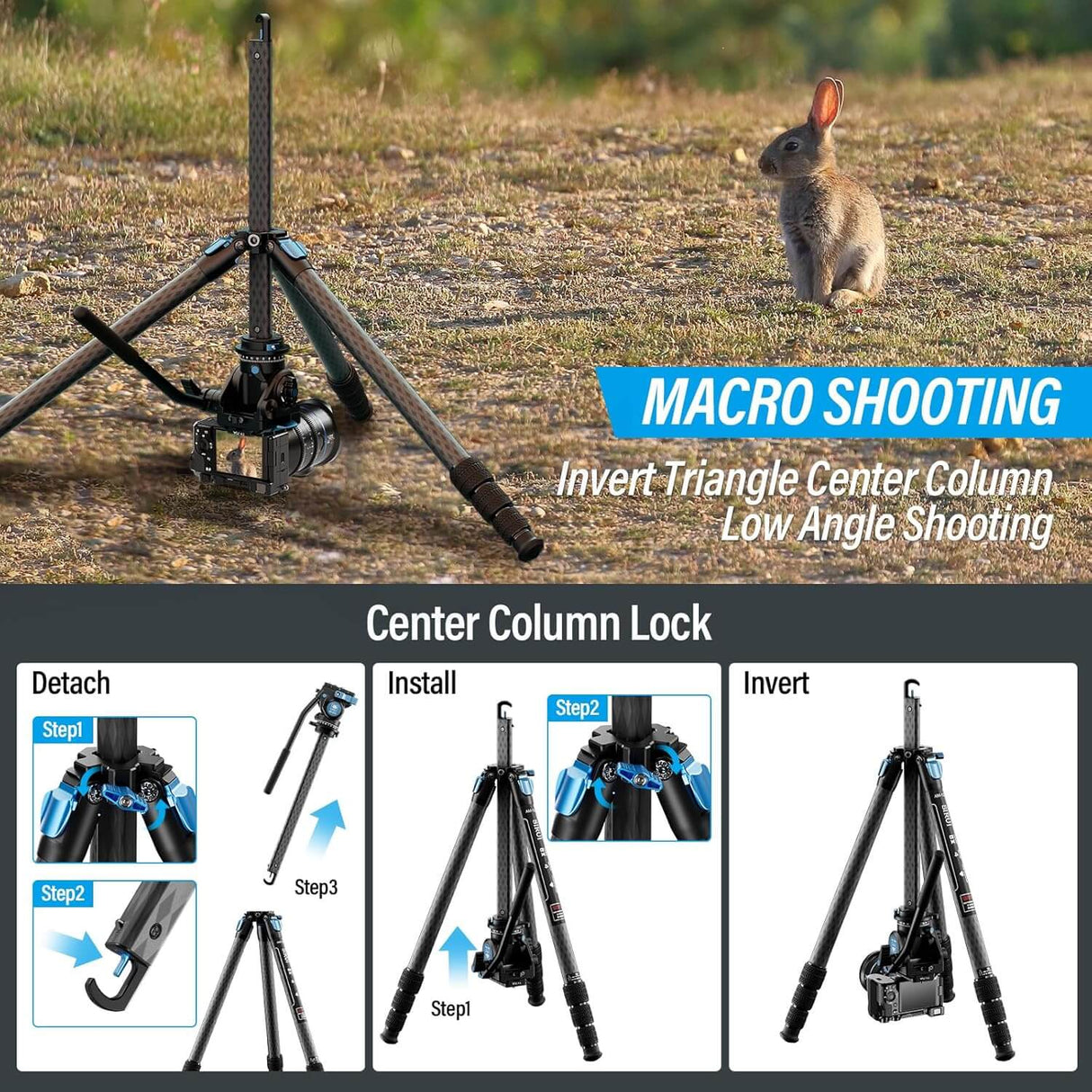 SIRUI AM-124 Carbon Fiber Tripod with AM-5VX Fluid Head 6