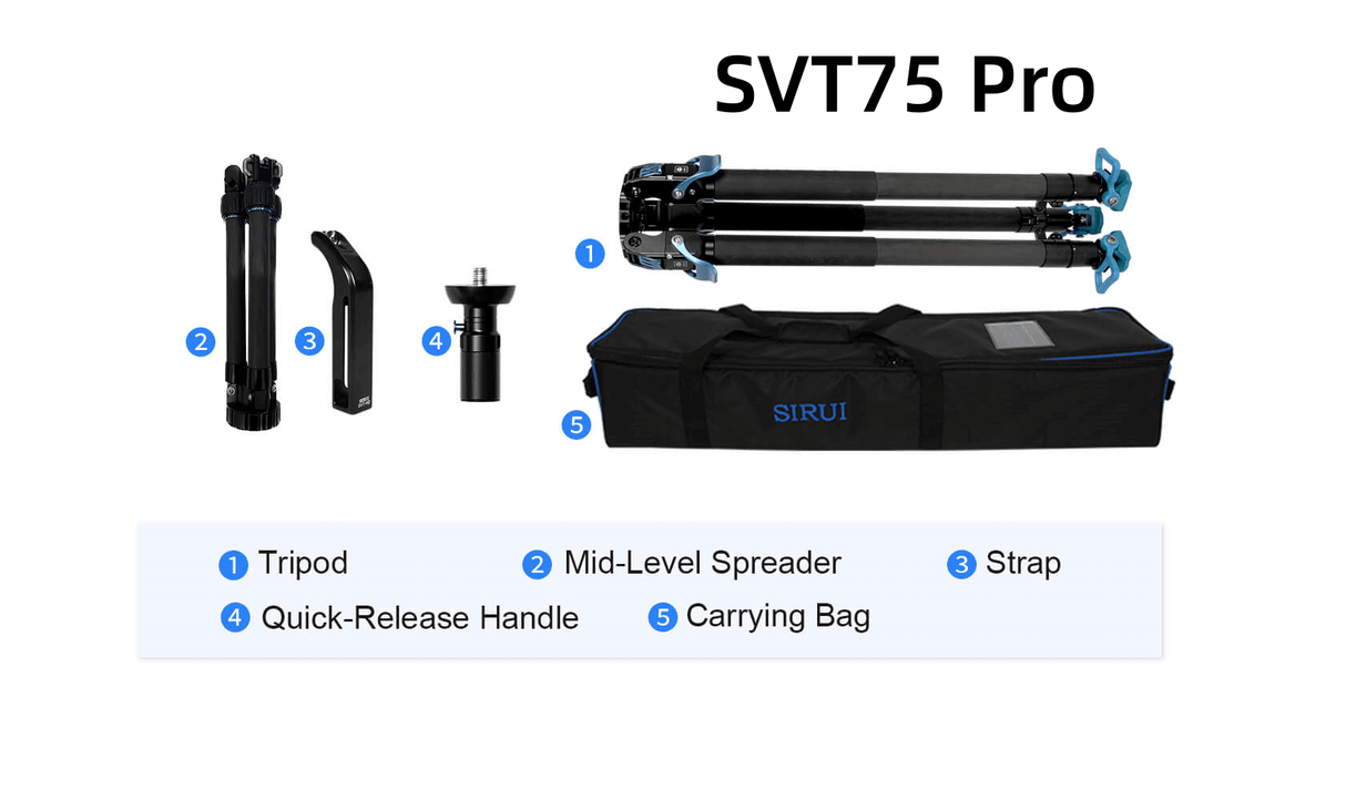 SIRUI SVT75 One-Step Height Adjustment Video Tripod