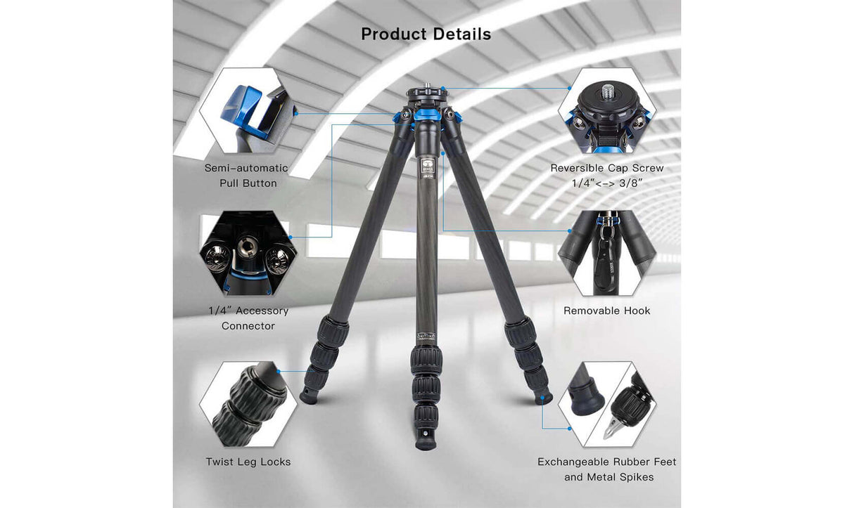SIRUI AM-254 Carbon Fiber 4-Section Medium Camera Tripod Leg 6