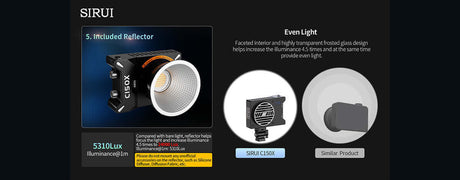 SIRUI lighting equipment with included reflector for even light distribution in photography.