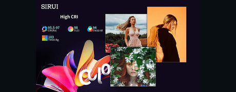 SIRUI high CRI LED lights displaying vibrant color temperature results with outdoor photos of models.