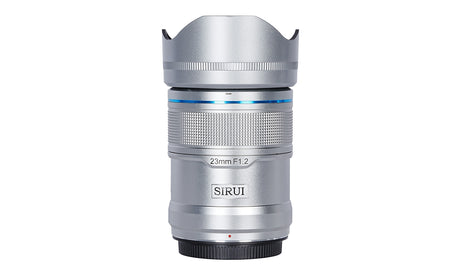 23mm f1.2 sirui sniper lens aps-c frame autofocus lens in silver color 