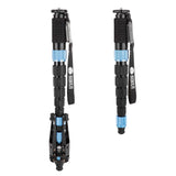 SIRUI P-426SR Multifunction Carbon Monopod with Support Base - PSR Series shown from two angles with blue accents.