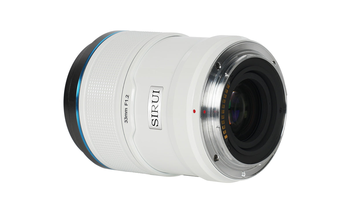 33mm f1.2 sirui sniper lens aps-c frame autofocus lens in white color 