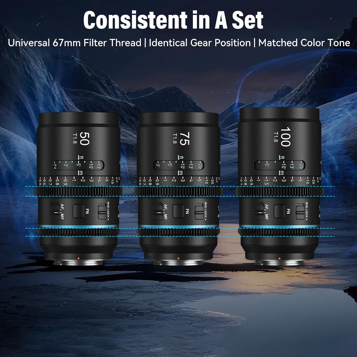 SIRUI Astra 50/75/100mm T1.8 1.33x Full-Frame Autofocus Anamorphic Cine Lens