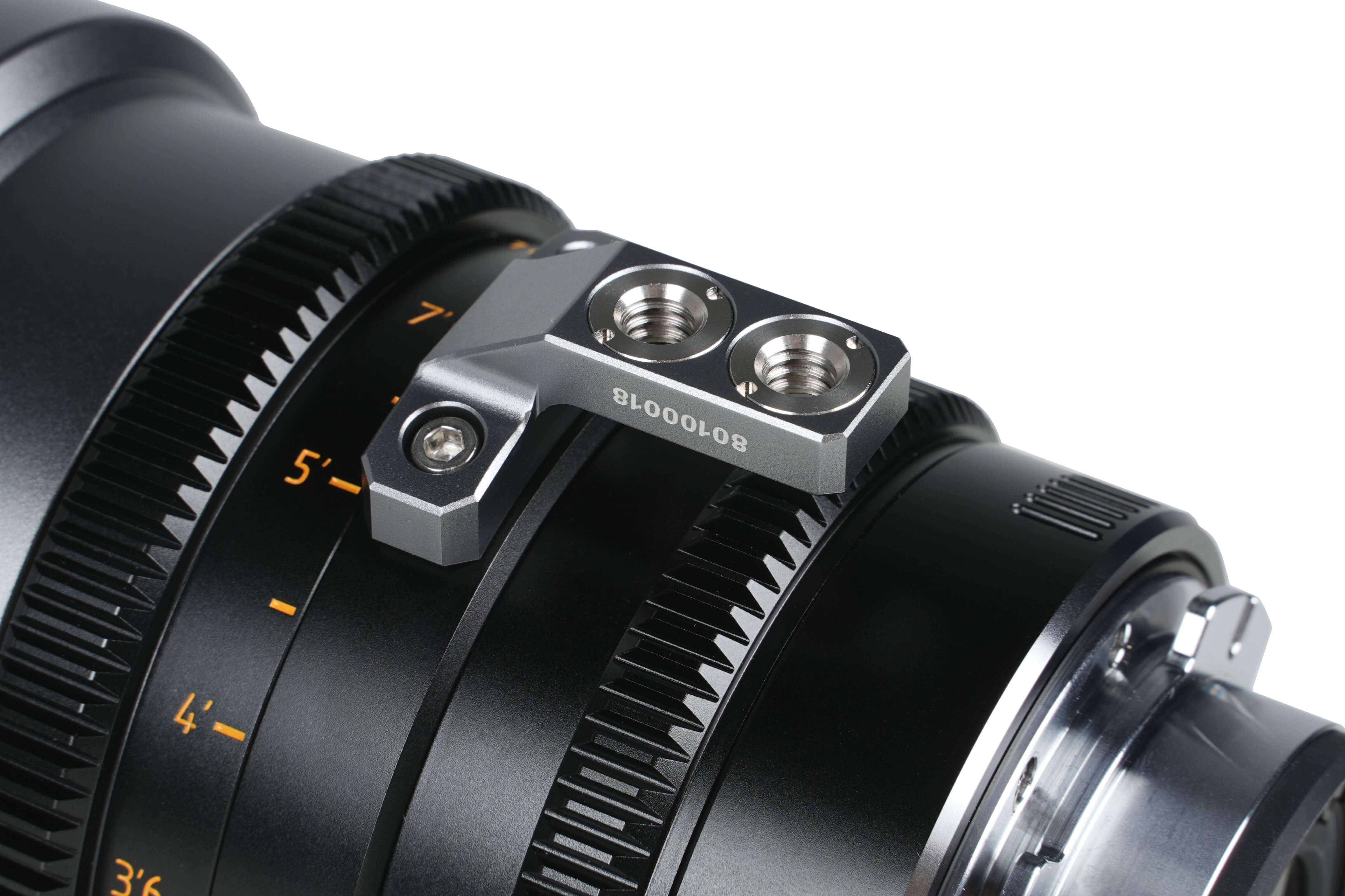 Close-up of the SIRUI 1.5x T1.9 IronStar Series Anamorphic Full Frame Cine Lens with a focus ring.