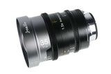 SIRUI 1.5x T1.9 IronStar Series Anamorphic Full Frame Cine Lens side view showcasing its design and specifications.