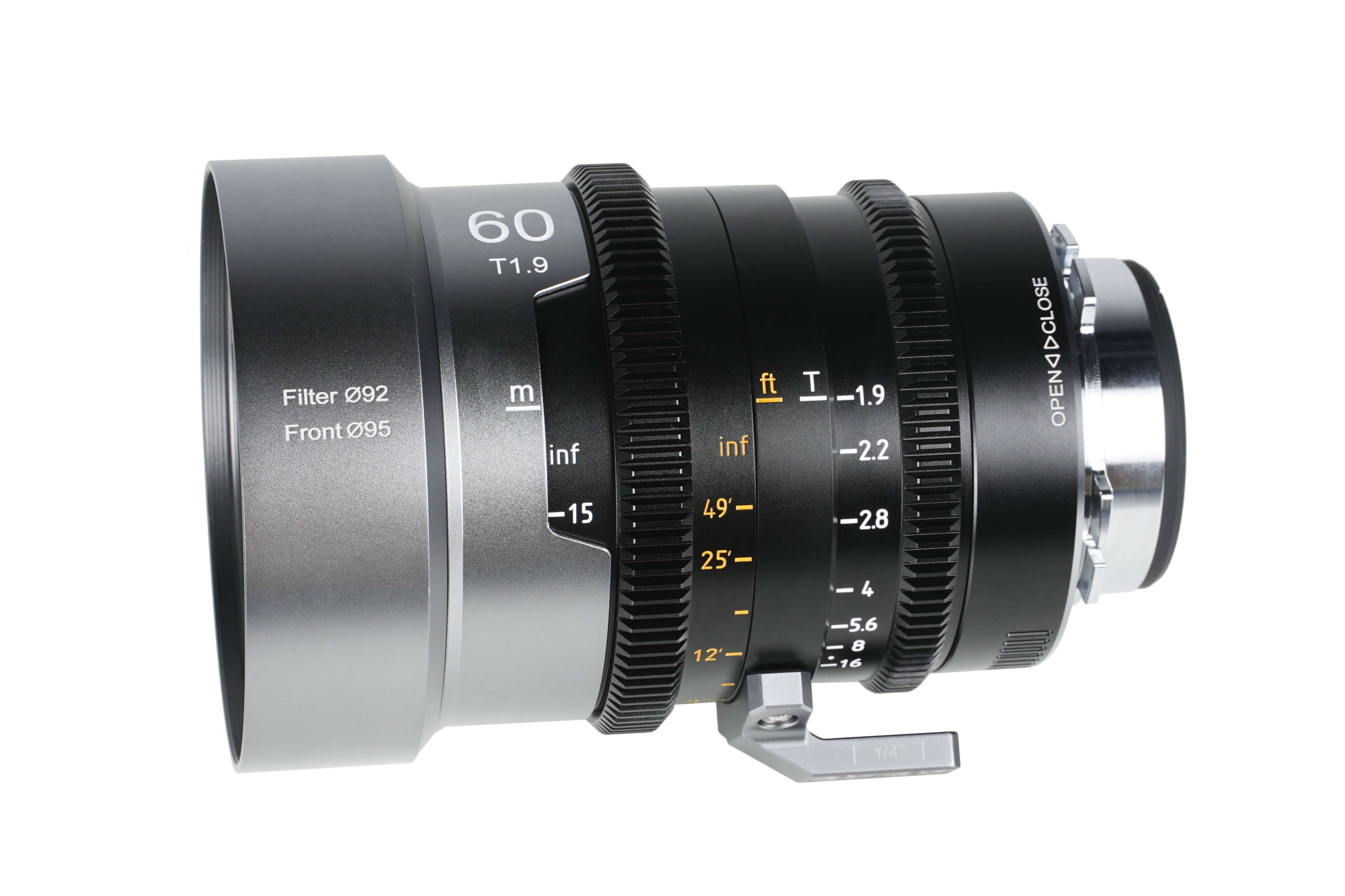 SIRUI 1.5x T1.9 IronStar Series Anamorphic Full Frame Cine Lens showcasing focus and aperture settings.