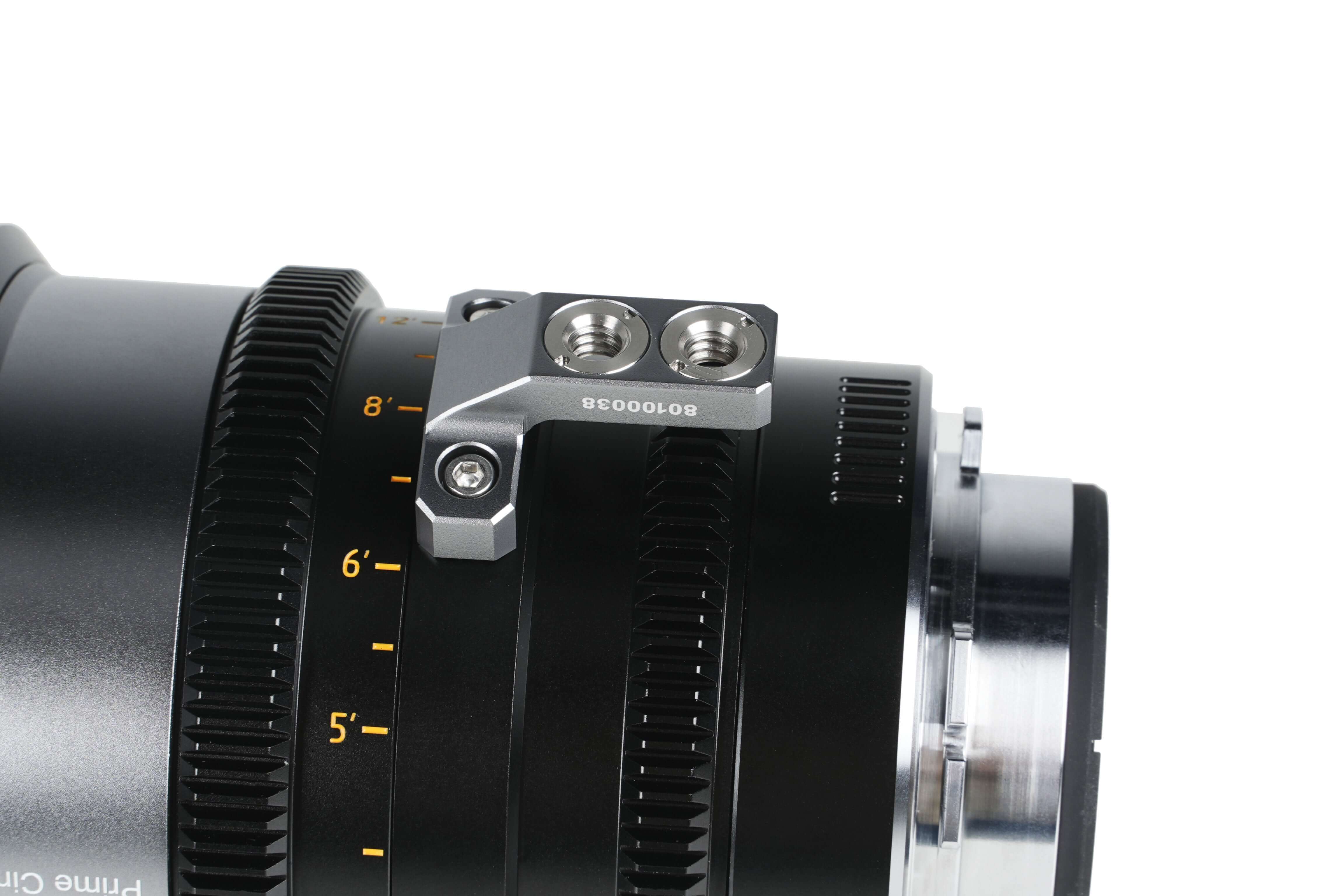 SIRUI 1.5x T1.9 IronStar Series Anamorphic Full Frame Cine Lens detail with metal support bracket