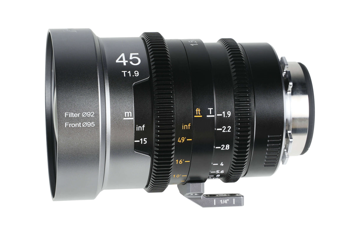 SIRUI 1.5x T1.9 IronStar Series Anamorphic Full Frame Cine Lens with focus markings and T1.9 aperture.