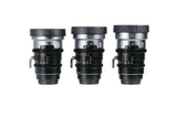 SIRUI 1.5x T1.9 IronStar Series Anamorphic Full Frame Cine Lens set of three lenses showing core focal range.