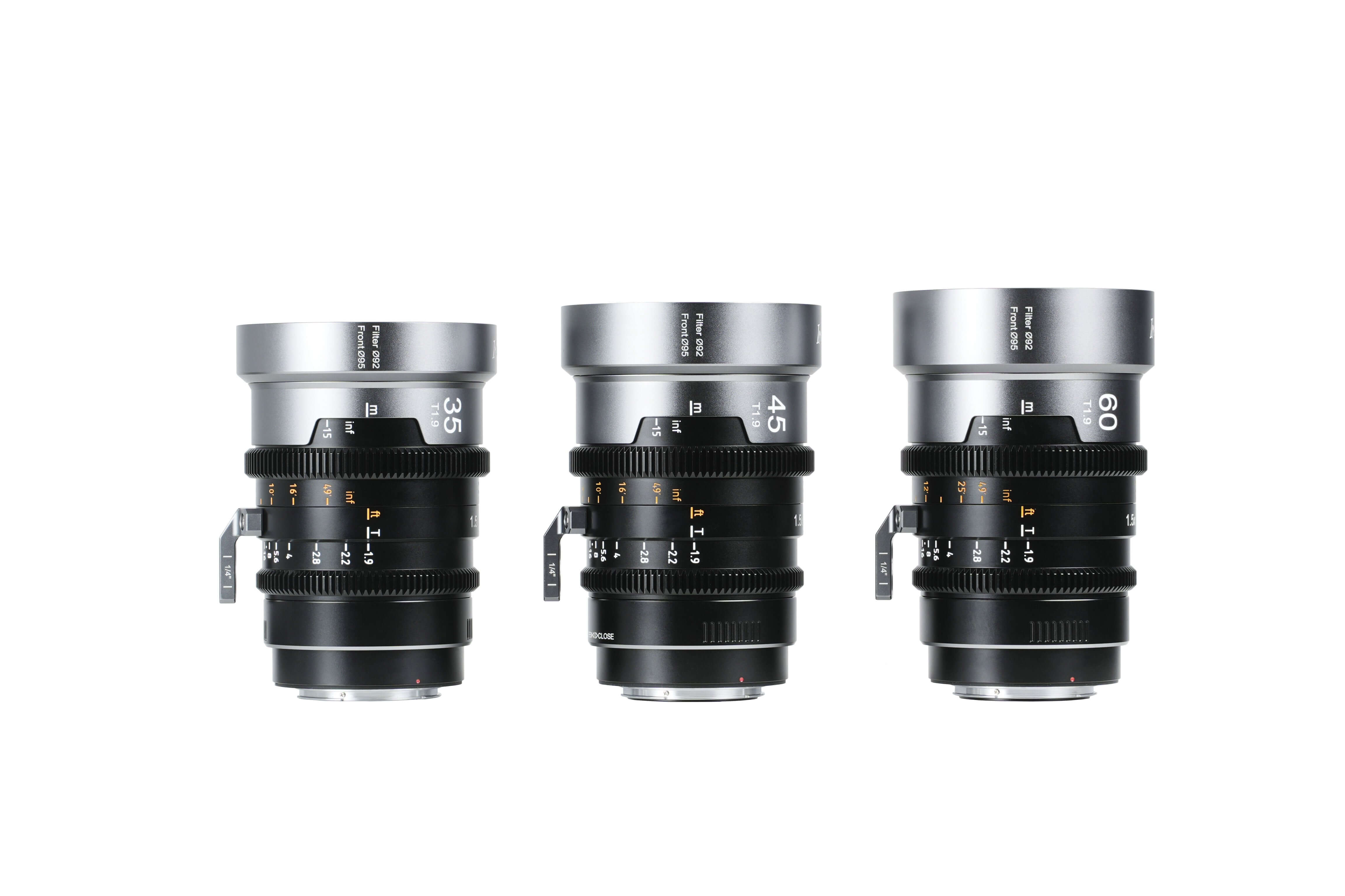 SIRUI 1.5x T1.9 IronStar Series Anamorphic Full Frame Cine Lens set of three lenses for cinematography.