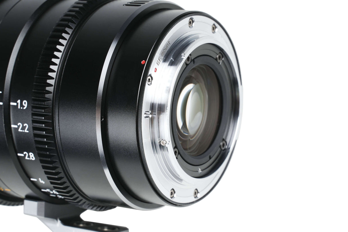 SIRUI 1.5x T1.9 IronStar Series Anamorphic Full Frame Cine Lens close-up showing lens mount and optical elements.
