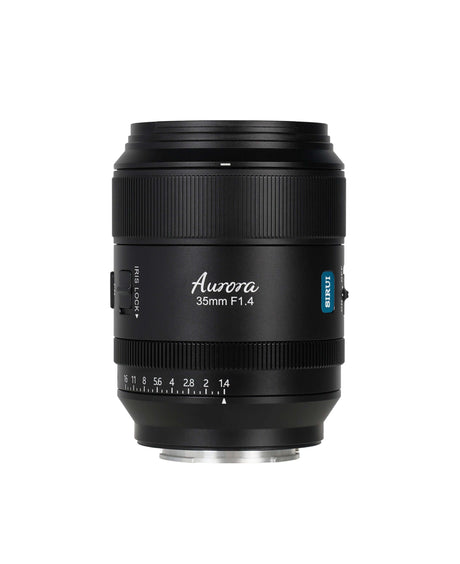 SIRUI AURORA Series 35mm F1.4 Full-frame Autofocus Lens, showcasing a sleek design and advanced optics.