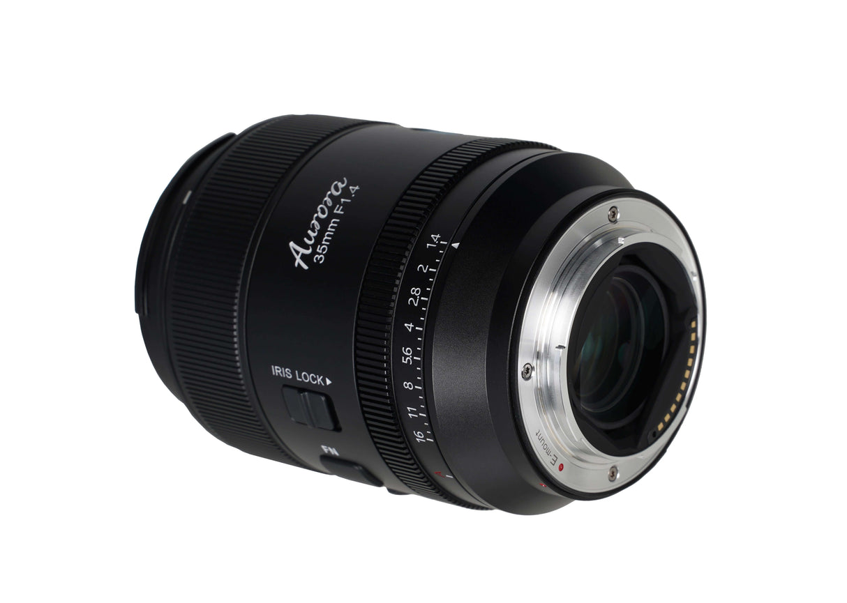 SIRUI AURORA Series 35mm F1.4 Full-frame Autofocus Lens with black finish and advanced optical design.