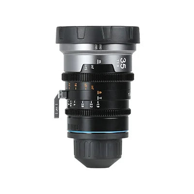 SIRUI 1.5x T1.9 IronStar Series Anamorphic Full Frame Cine Lens side view with detail and measurements.