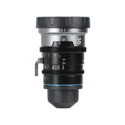 SIRUI 1.5x T1.9 IronStar Series Anamorphic Full Frame Cine Lens side view with detail and measurements.