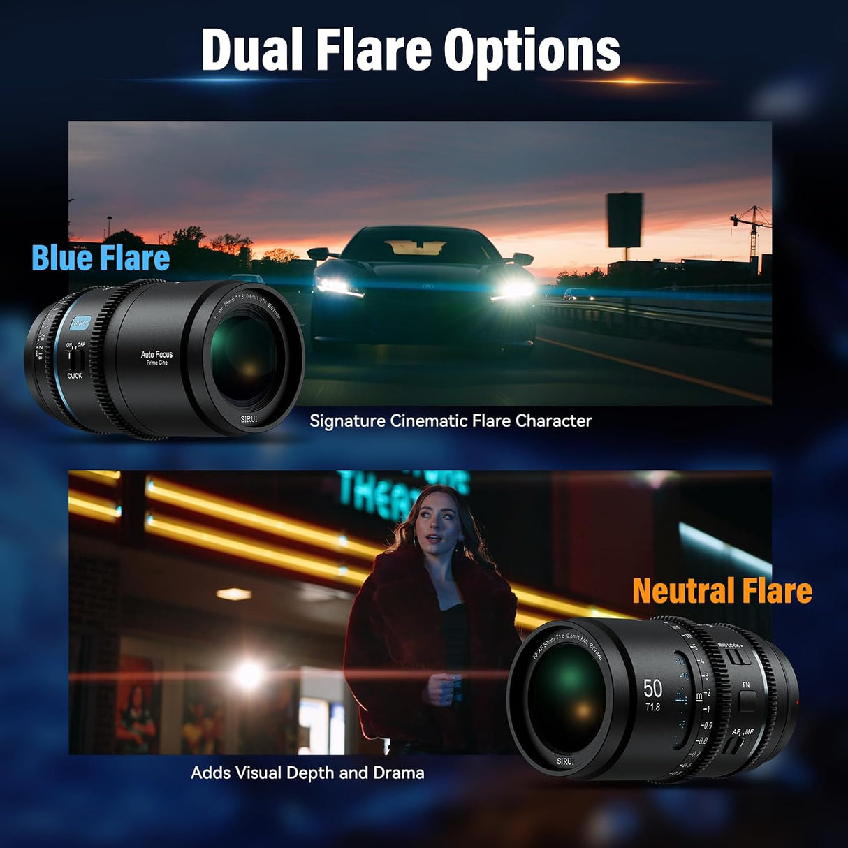 SIRUI Astra 50/75/100mm T1.8 1.33x Full-Frame Autofocus Anamorphic Cine Lens