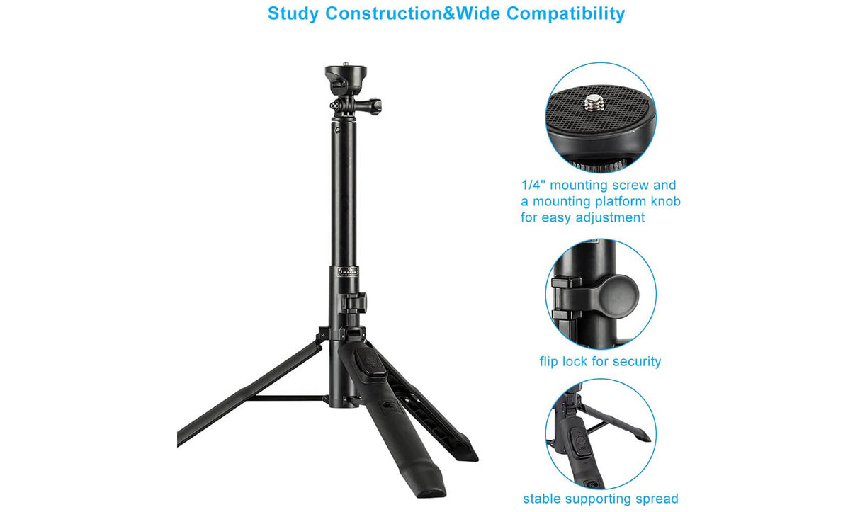 Selfie Stick Portable 40 Inch Aluminum Alloy Selfie Stick Phone Tripod with  Wireless Remote Shutter Compatible with All Cell Phones for Selfie/Video  Recording/Photo/Live Stream/Vlog black 